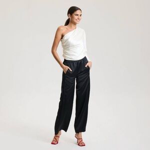 Women's Satin Pull-On Pants A New Day™, Size Large, Black